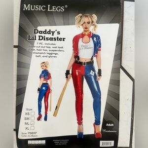 Music Legs Red and Blue Harley Quinn Vinyl Costume